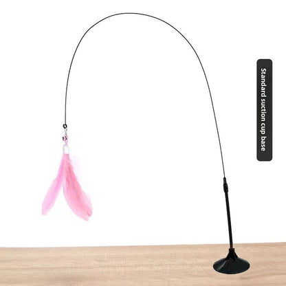 Feather Cat Teaser Stick with Suction Cup
