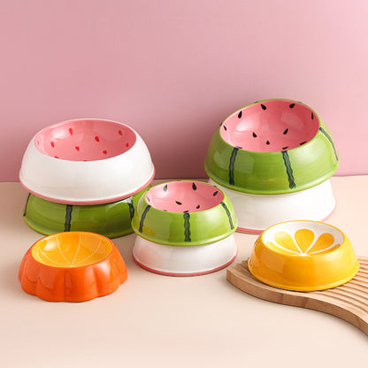Ceramic Fruit-Shaped Pet Feeding Bowl