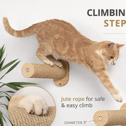 Solid Wood Wall-Mounted Cat Scratching Post