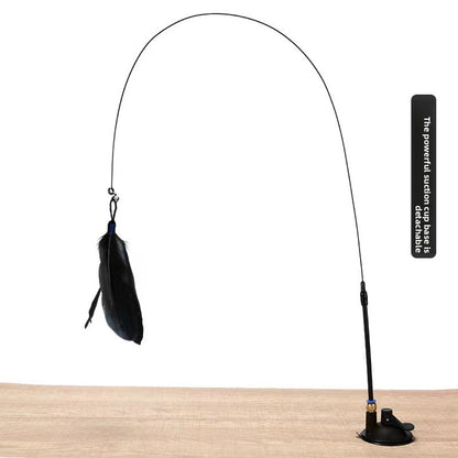 Feather Cat Teaser Stick with Suction Cup