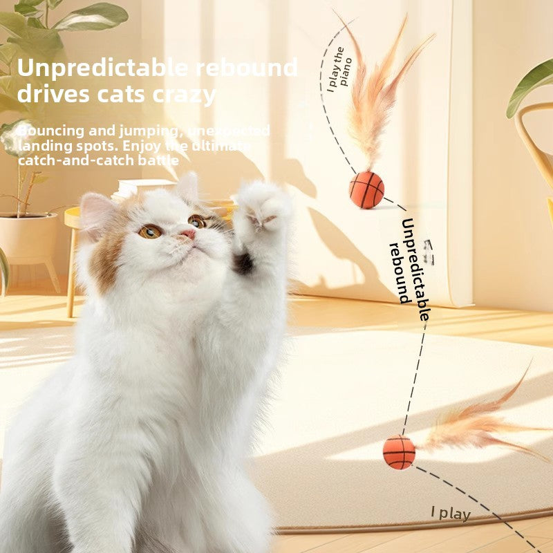 Feather Bouncing Ball Cat Toy