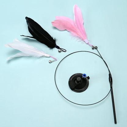 Feather Cat Teaser Stick with Suction Cup